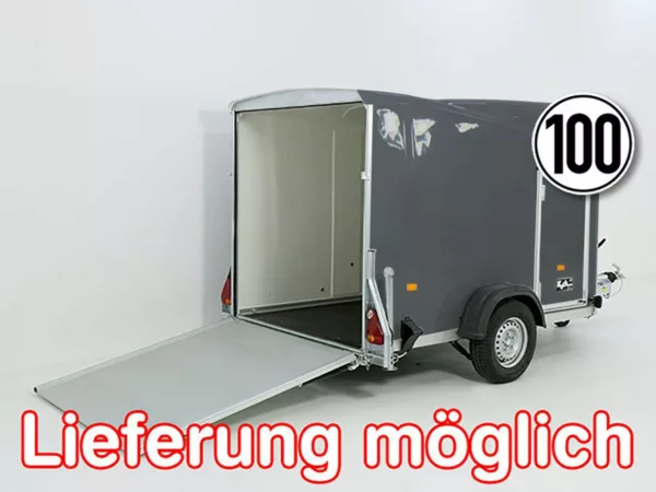 Debon Kofferanhänger Cargo 1300 Vollpoly 150x290cm H:160cm|Tür|grau