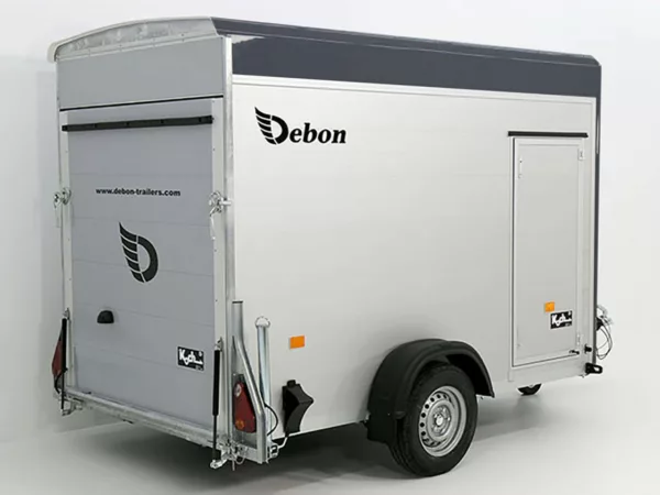 Debon Kofferanhänger C300 148x295cm H:190cm 1,3t Alu, Polybug|Tür|grau – Bild 3