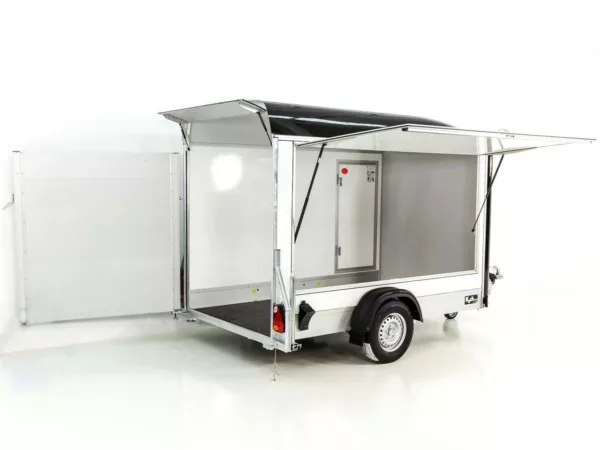 Debon Kofferanhänger C300 Sandwich 148x295cm H:190cm 1,3t|Alu|Polybug|Tür|Klappe|schwarz – Bild 3