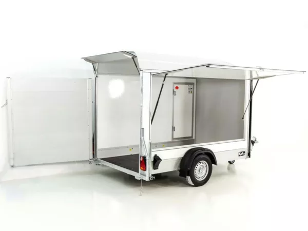 Debon Kofferanhänger C300 Sandwich 148x295cm H:190cm 1,3t|Alu|Polybug|Tür|Klappe|weiß – Bild 3