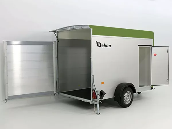 Debon Kofferanhänger C300 148x295cm H:190cm 1,3t Alu, Polybug|Tür|olivgrün – Bild 3