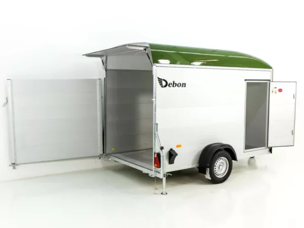 Debon Kofferanhänger C400 164x315cm H:200cm 1,3t|Alu, Polybug|Tür|olivgrün – Bild 3