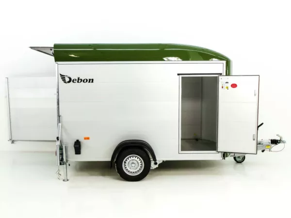 Debon Kofferanhänger C400 164x315cm H:200cm 1,3t|Alu, Polybug|Tür|olivgrün – Bild 9