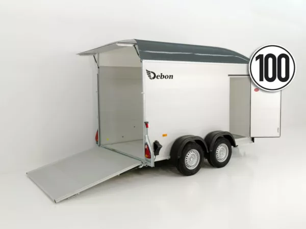Debon Kofferanhänger C500 164x300cm H:200cm 2,0t|Alu|Polybug|Tür|grau