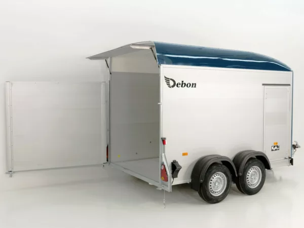 Debon Kofferanhänger C500 164x300cm H:200cm 2,6t|Alu|Polybug|Tür|blau – Bild 3