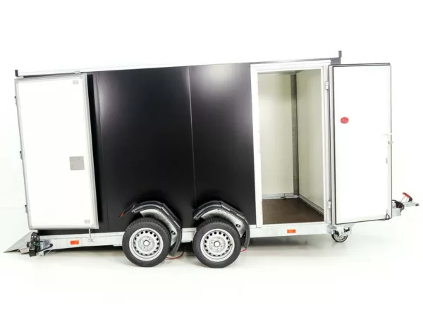 Vezeko Koffer-Absenkanhänger 157x344cm Höhe:190cm 2,7t|Tür|E-Pumpe|schwarz – Bild 7